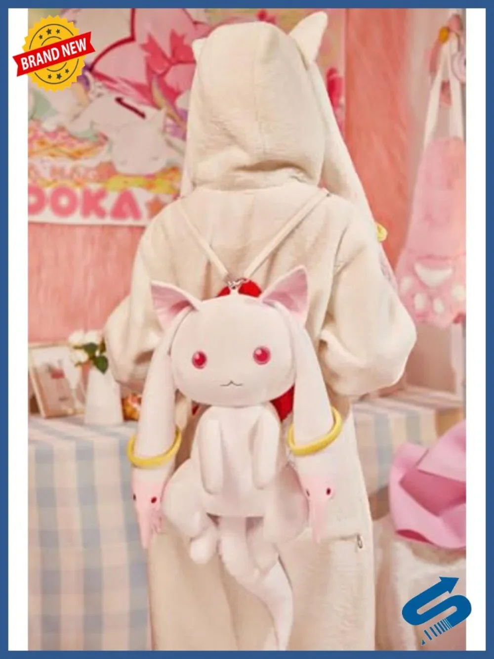Cute Kyubey Anime Backpack - Officially Licensed Madoka Magica, Adjustable